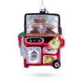Red Barbecue Grill Glass Christmas Ornament