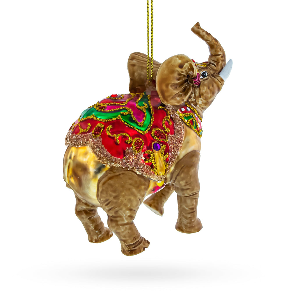 Circus Elephant Glass Christmas Ornament