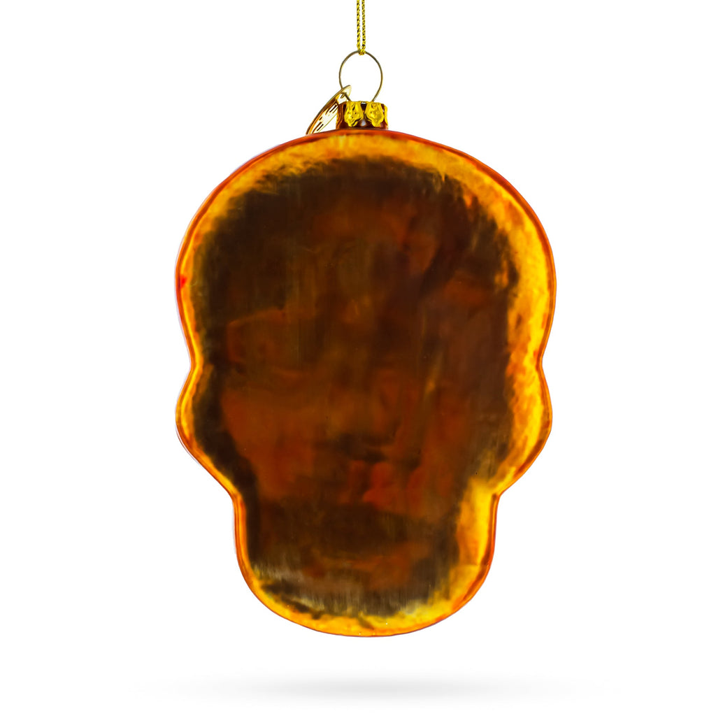 Adorned Skull Glass Christmas Ornament
