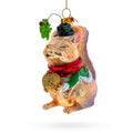 Squirrel Cradling an Acorn Glass Christmas Ornament