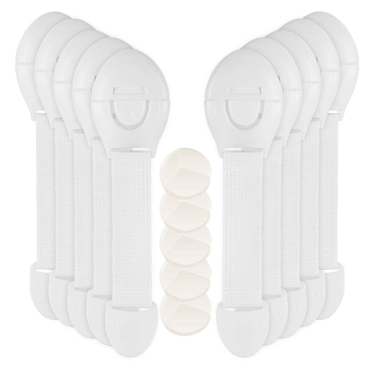 10-Pieces: Kids Safety Locks with 5 Furniture Corner Protectors