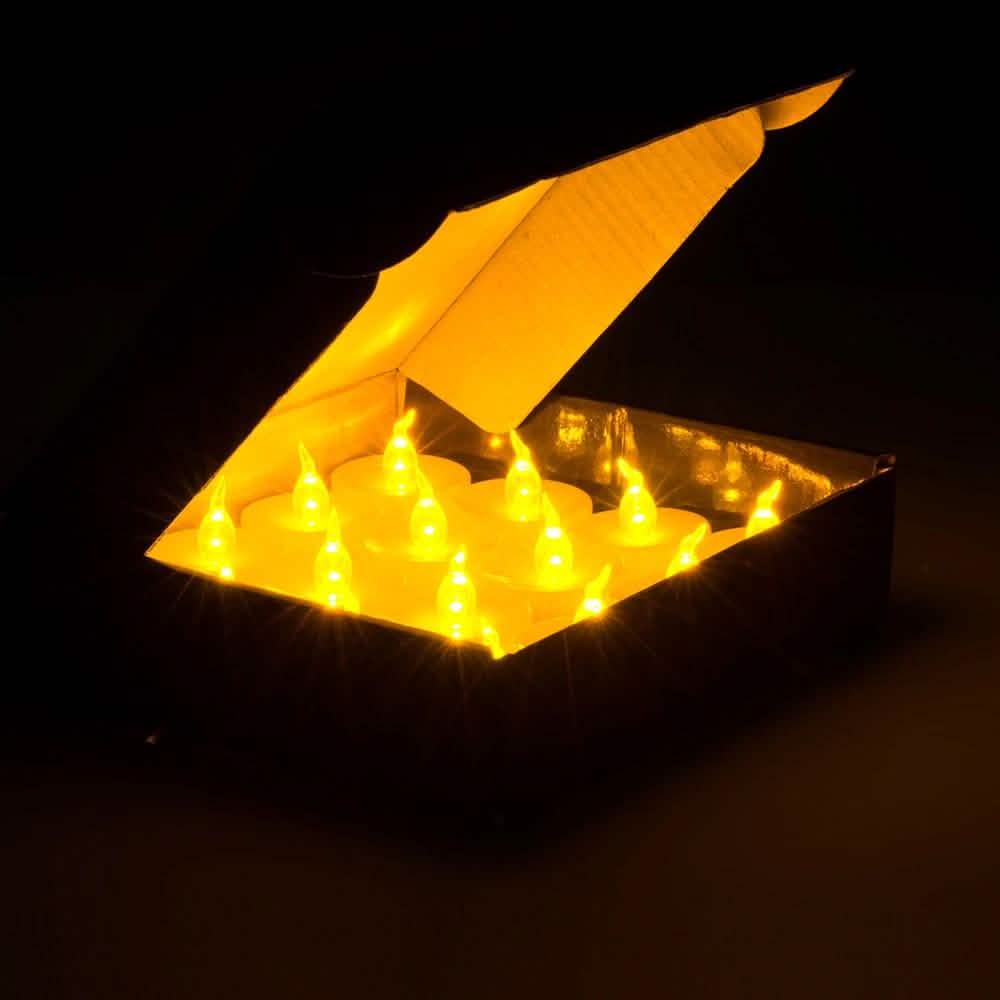 100-Piece: Amber Yellow LED Candle Tea Light Flameless Steady Tealight