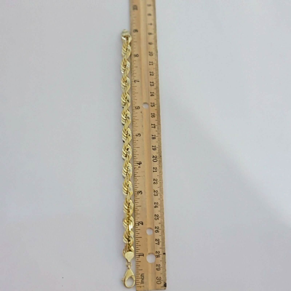10K Solid Yellow Gold 8" 6MM Rope Bracelet