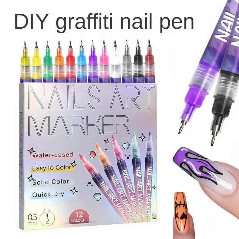 12-Color Nail Art Pen Set Quick Dry Acrylic Paint Markers