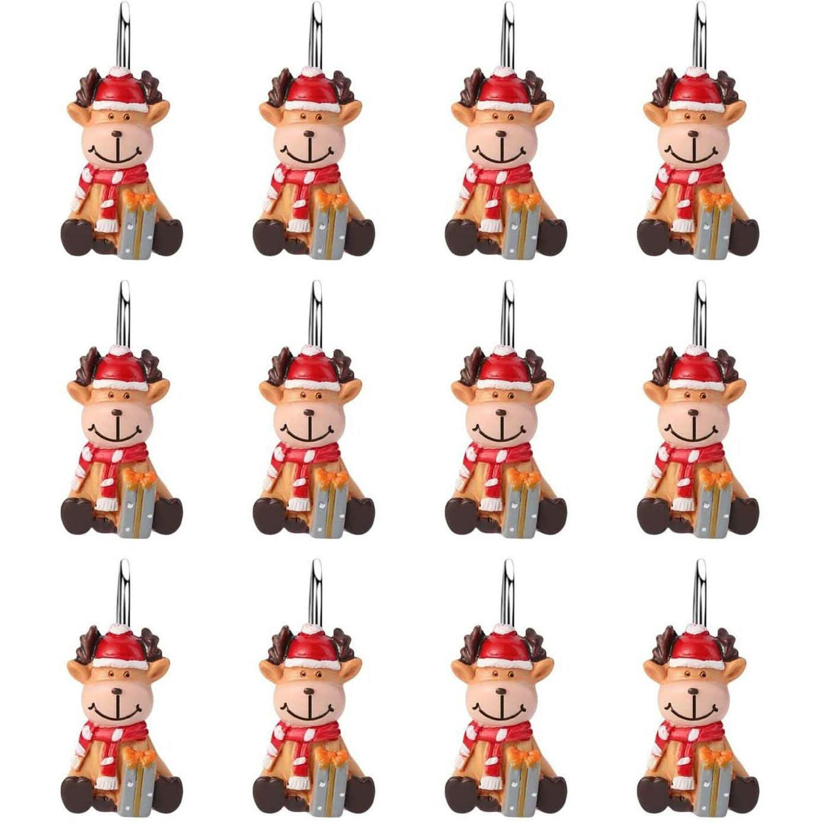 12-Pieces: Christmas Shower Curtain Anti-Rust Hooks