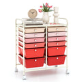 12-Drawer Rolling Storage Cart with Removable Drawers and Lockable Wheels-Pink