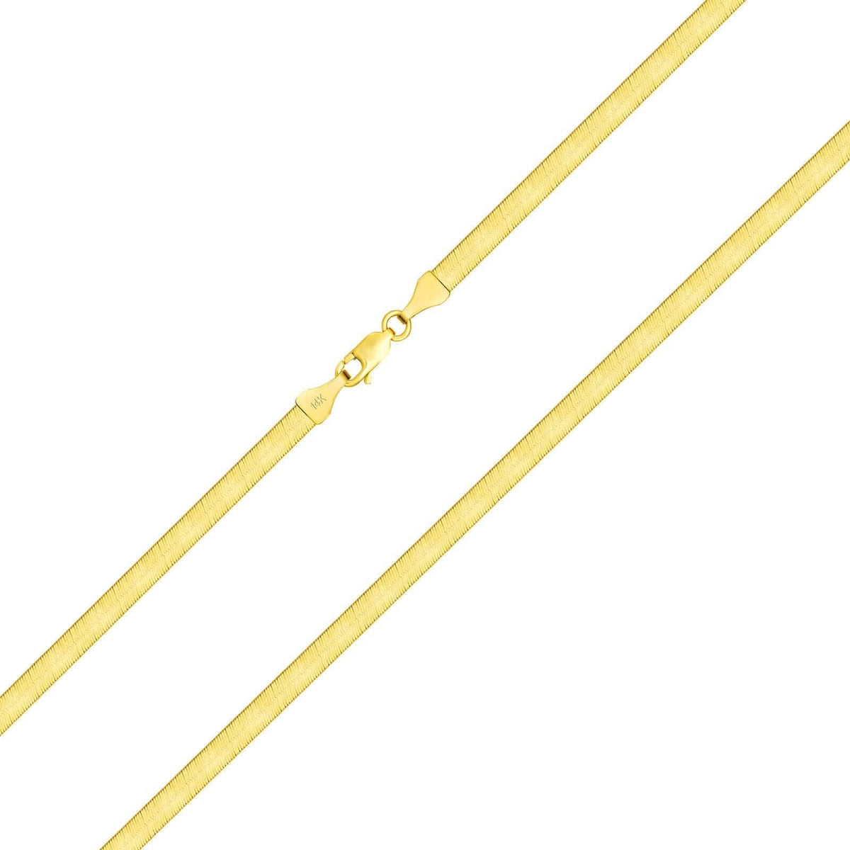 14K Yellow Gold Solid Womens 4mm High Polish Silk Herringbone Chain Necklace