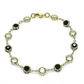 18K Gold Filled High Polish Finish Black and White Made With Crystal Round Ankle Bracelet
