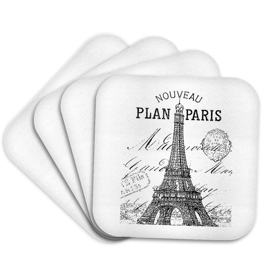 3dRose PS Vintage - Nouveau Paris vintage Eiffel tower - Coasters (cst_110389)