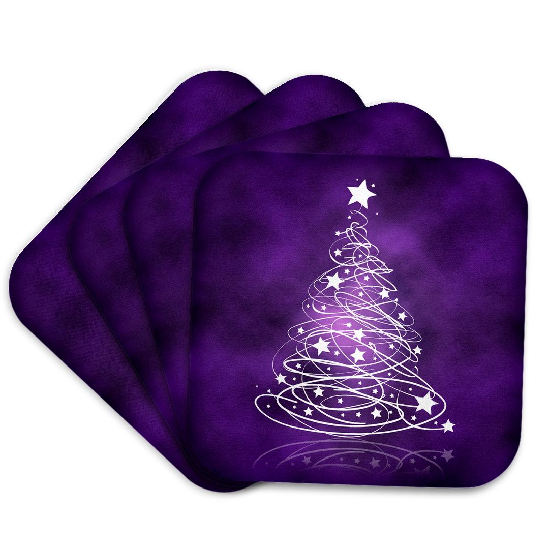 3dRose Rewards4life Gifts - Sparkling Christmas Tree on purple - Coasters (cst_128256)