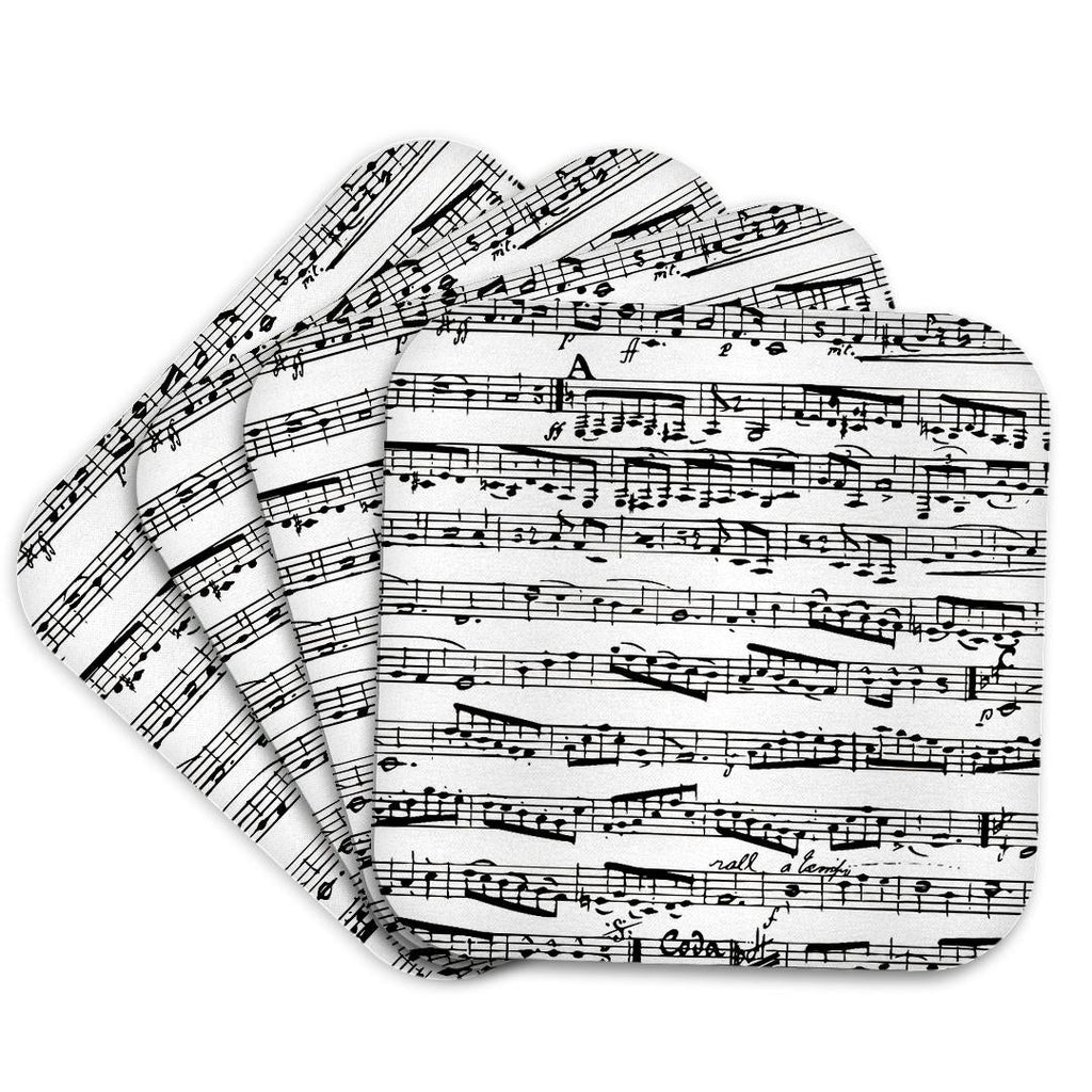 3dRose InspirationzStore Music Art Designs - Musical notes - vintage sheet music - black and white piano notation - pianist and musician gifts - Coasters (cst_112825)