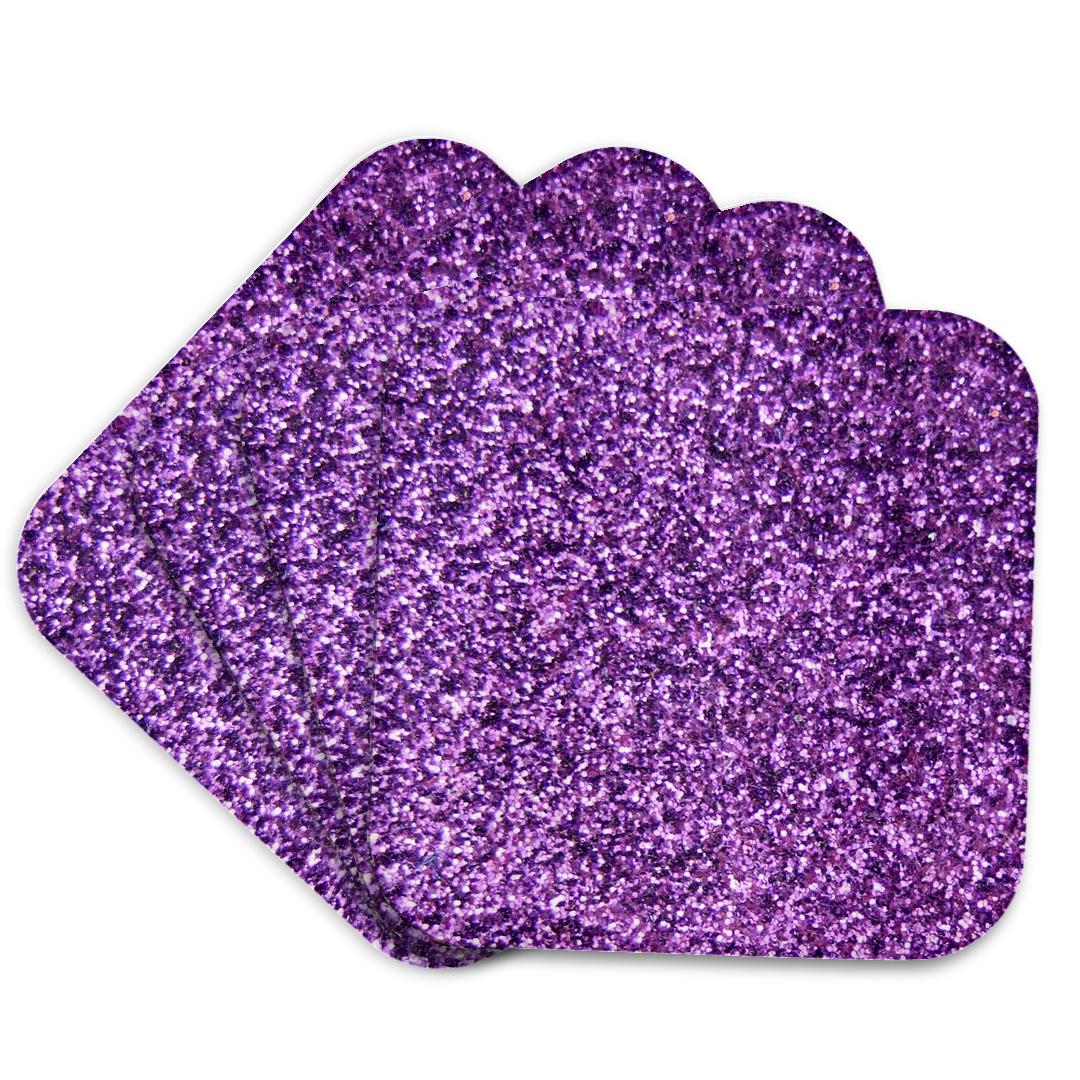 3dRose InspirationzStore Sparkles - Purple Faux Glitter - photo of glittery texture - fashionable girly trendy glam sparkly bling effect - Coasters (cst_112889)