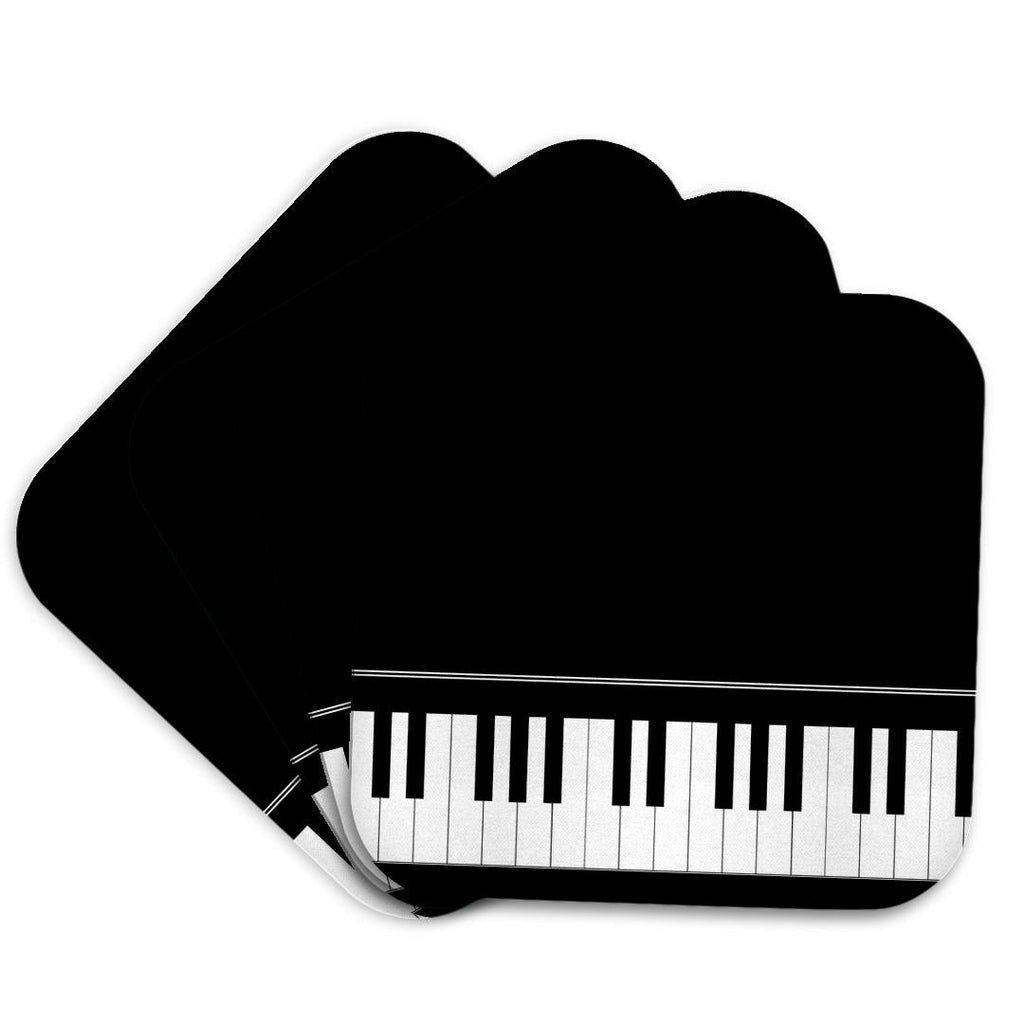 3dRose InspirationzStore Music Art Designs - Black piano edge - baby grand keyboard music design for pianist musical player and musician gifts - Coasters (cst_112947)