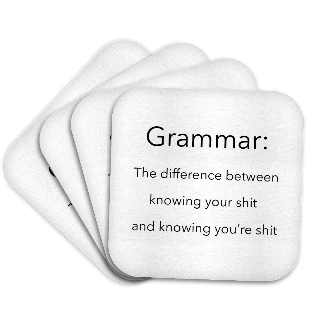 3dRose EvaDane - Funny Quotes - Grammar the difference between knowing your shit and knowing youre shit - Coasters (cst_107347)