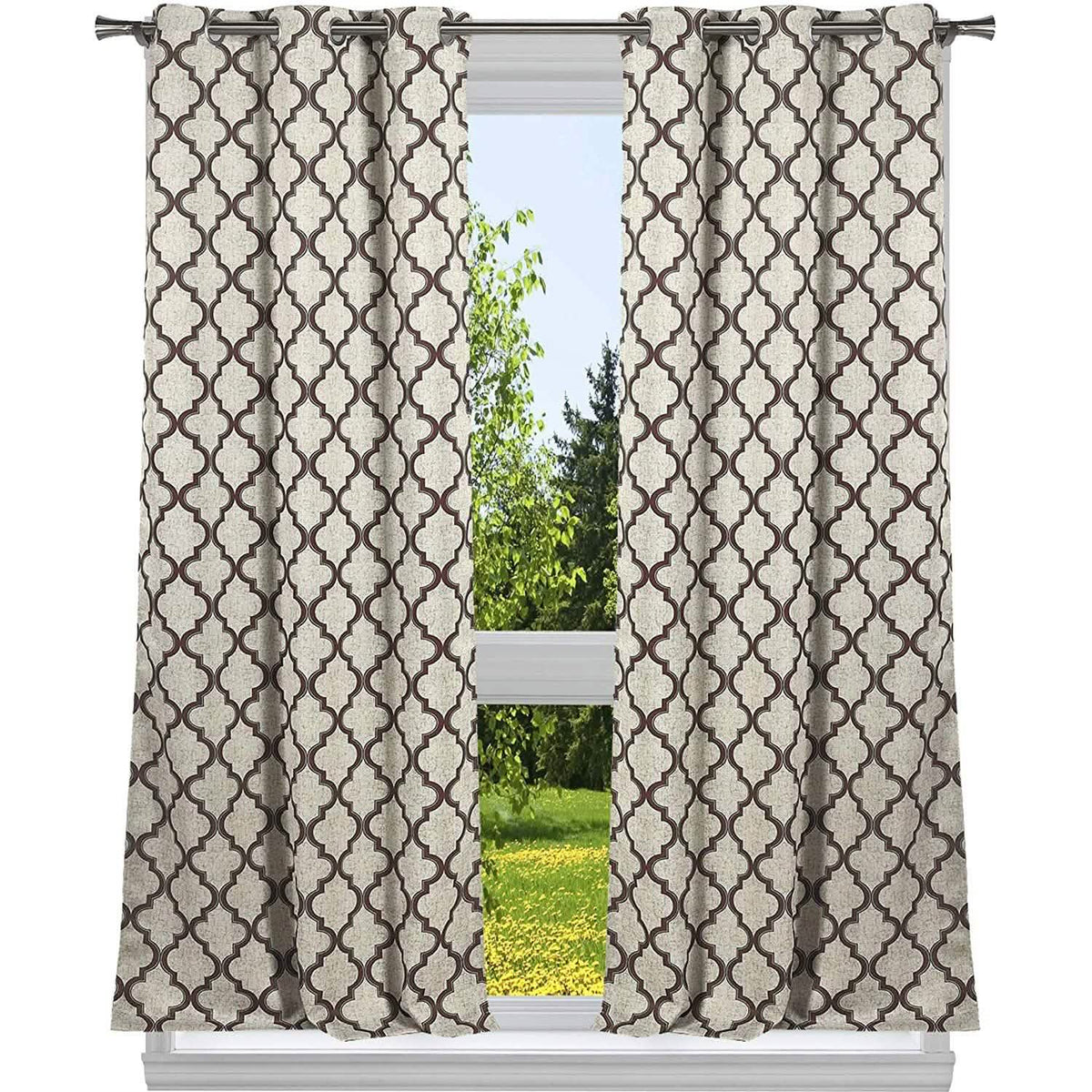 2-Pack: Heavy Geometric Blackout Grommet Window Curtain Pair Panel