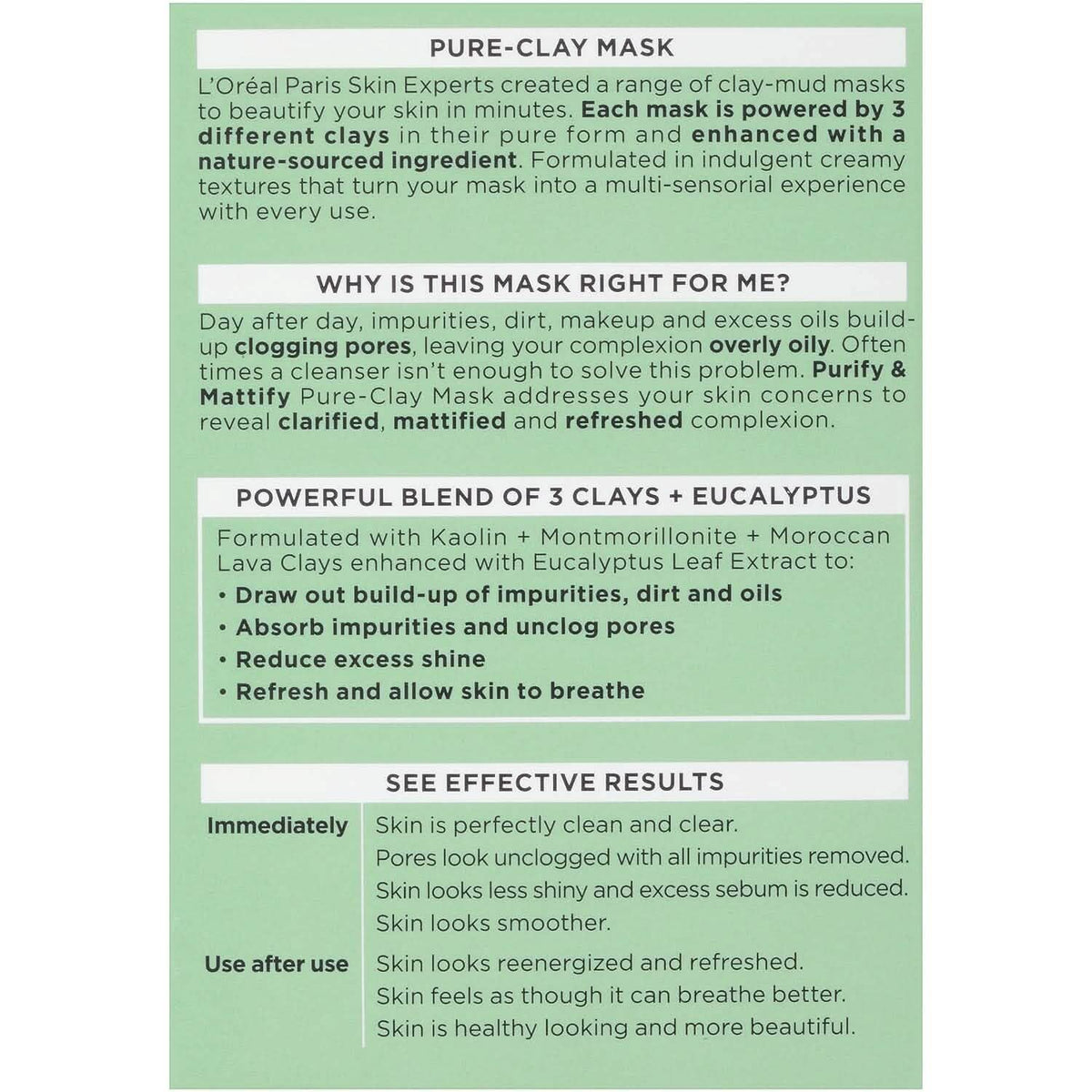 2-Pack: L'Oréal Paris Skincare Pure-Clay Face Mask with Eucalyptus for Oily and Shiny Skin to Purify and Matify