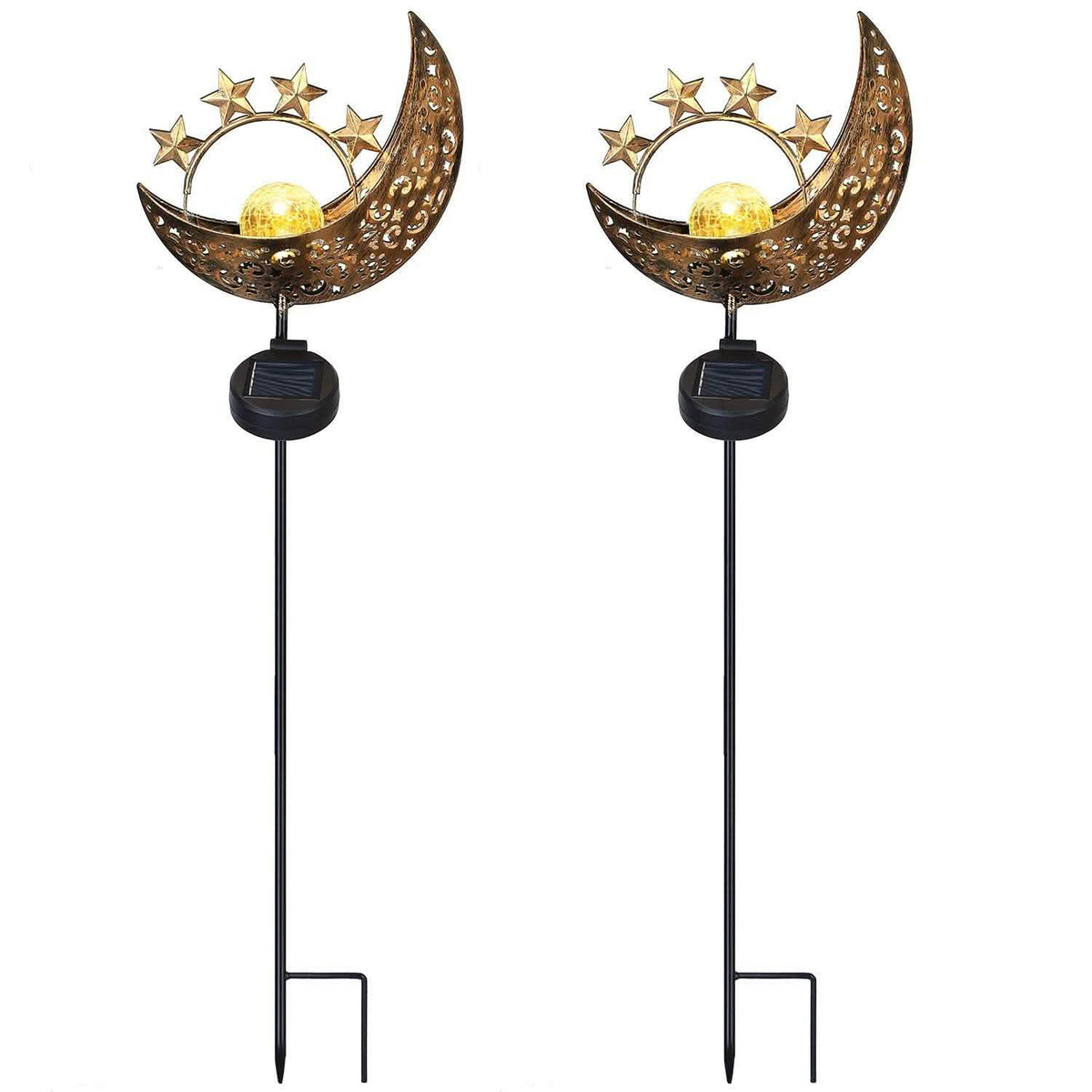 2-Pack: Solar Powered Glass Globe Stake Lamp
