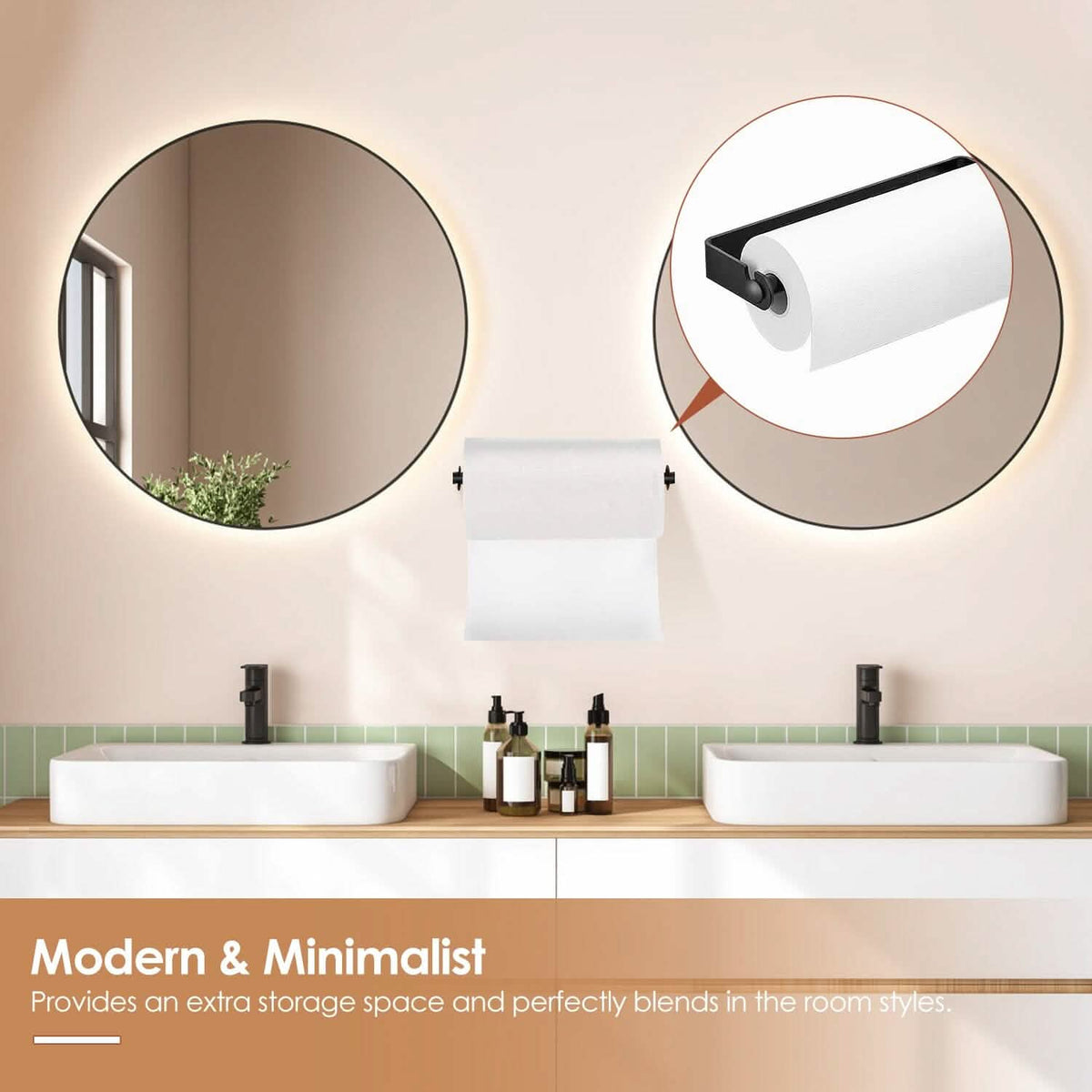 2-Pack: Wall Mounted Paper Towel Holder Under Cabinet