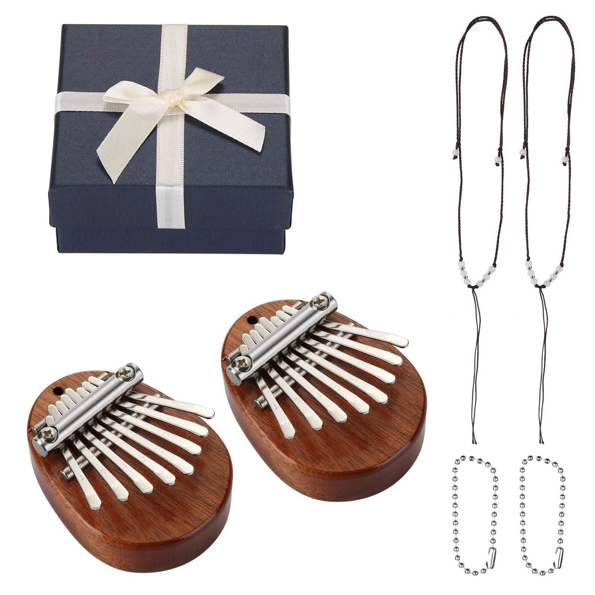 2-Piece: Acrylic Kalimba Mahogany Finger Thumb Piano