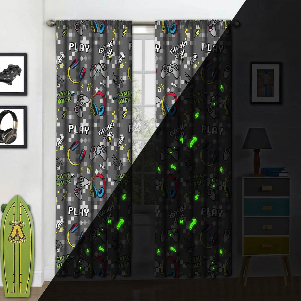 2-Piece Set: Kidz Mix Game on Glow-in-the-Dark Window Panel Pair