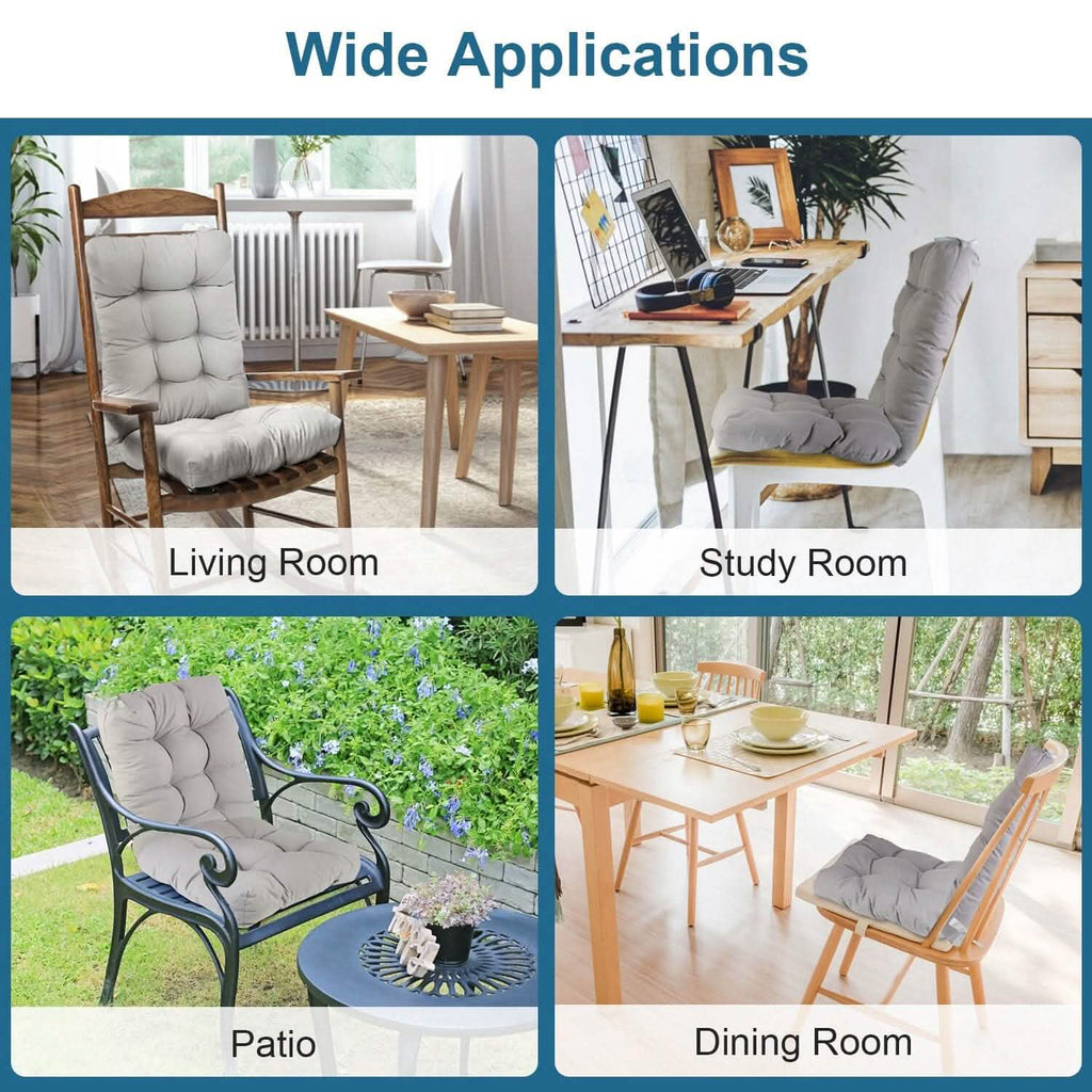 2-Piece Set: Rocking Chair Cushion with Non-Slip Ties Polyester Fiber Filling