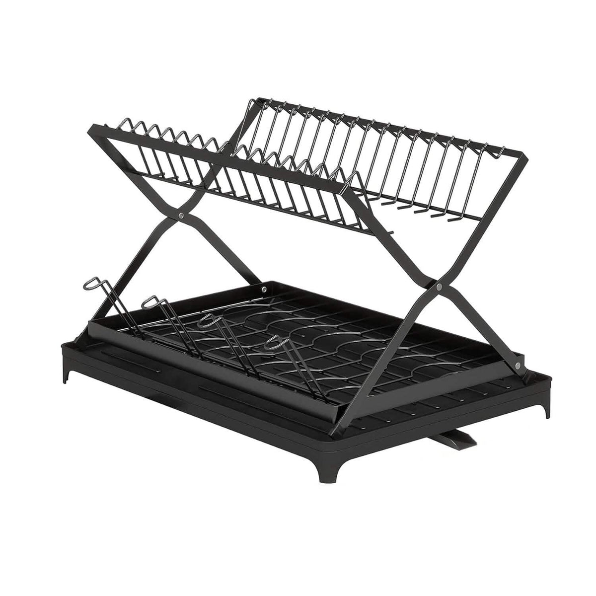 2-Tier Dish Drying Rack with Cup Holder and Drainboard