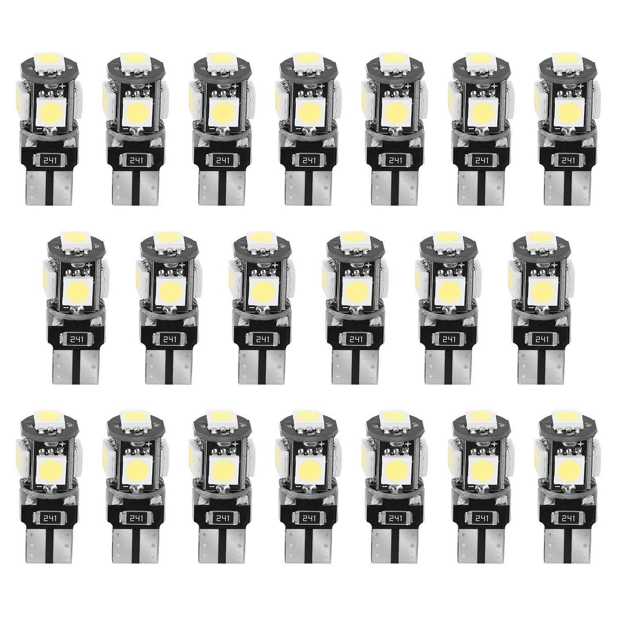 20-Piece: T10 SMD5050 LED Light Bulbs