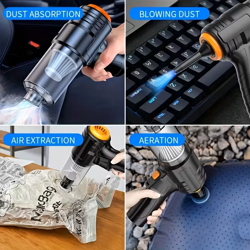 3-in-1 Portable Handheld Vacuum – Rechargeable, Suction & Blower, Mini for Car & Home