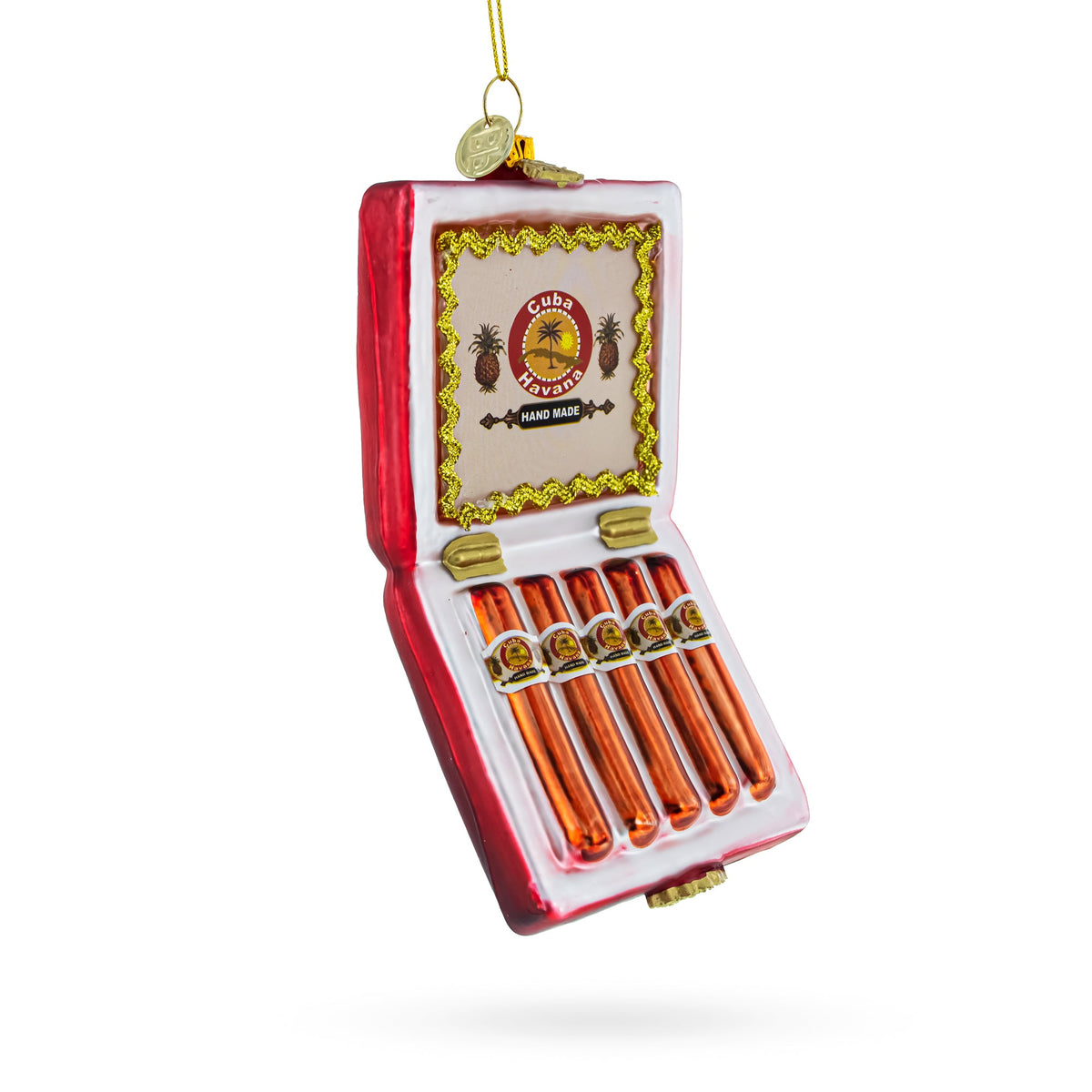 Box of Cigars Glass Christmas Ornament