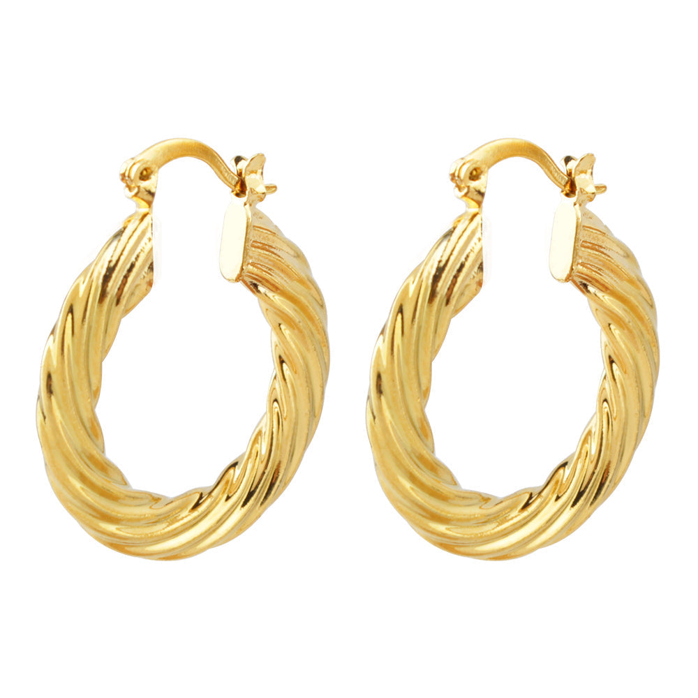 RMZ GOLD NYC 14k Gold Classic Bamboo Hoop Earrings