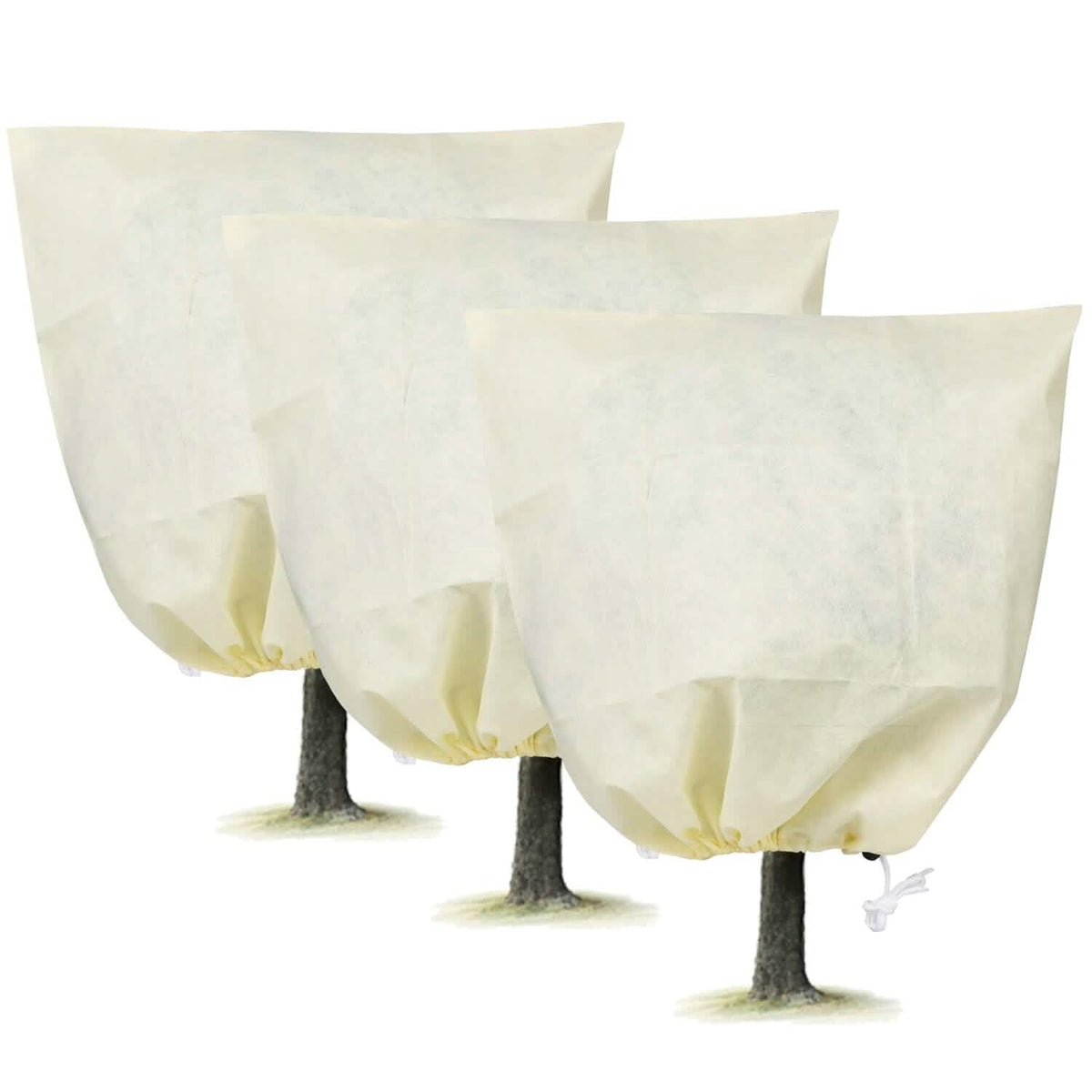 3-Pieces: Winter Plant Cover Bags with Drawstring