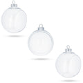 Set of 3 Clear Plastic Christmas Ball Ornaments with Cutout Openings DIY Craft 3.6 Inches