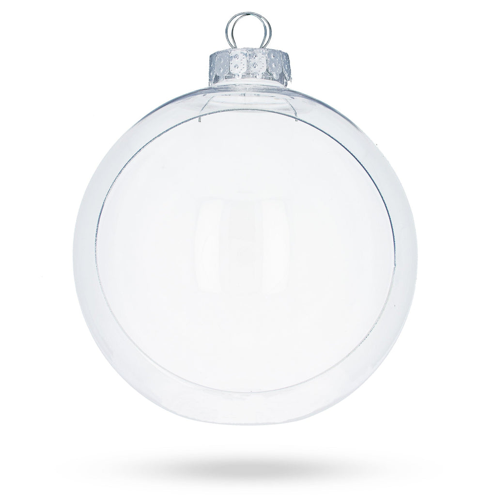 Set of 3 Clear Plastic Christmas Ball Ornaments with Cutout Openings DIY Craft 3.6 Inches