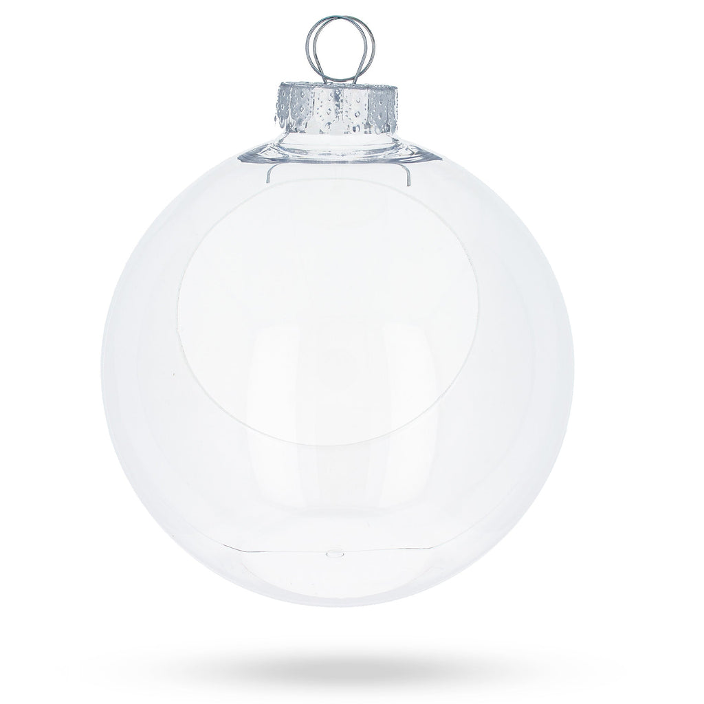 Set of 3 Clear Plastic Christmas Ball Ornaments with Cutout Openings DIY Craft 3.6 Inches