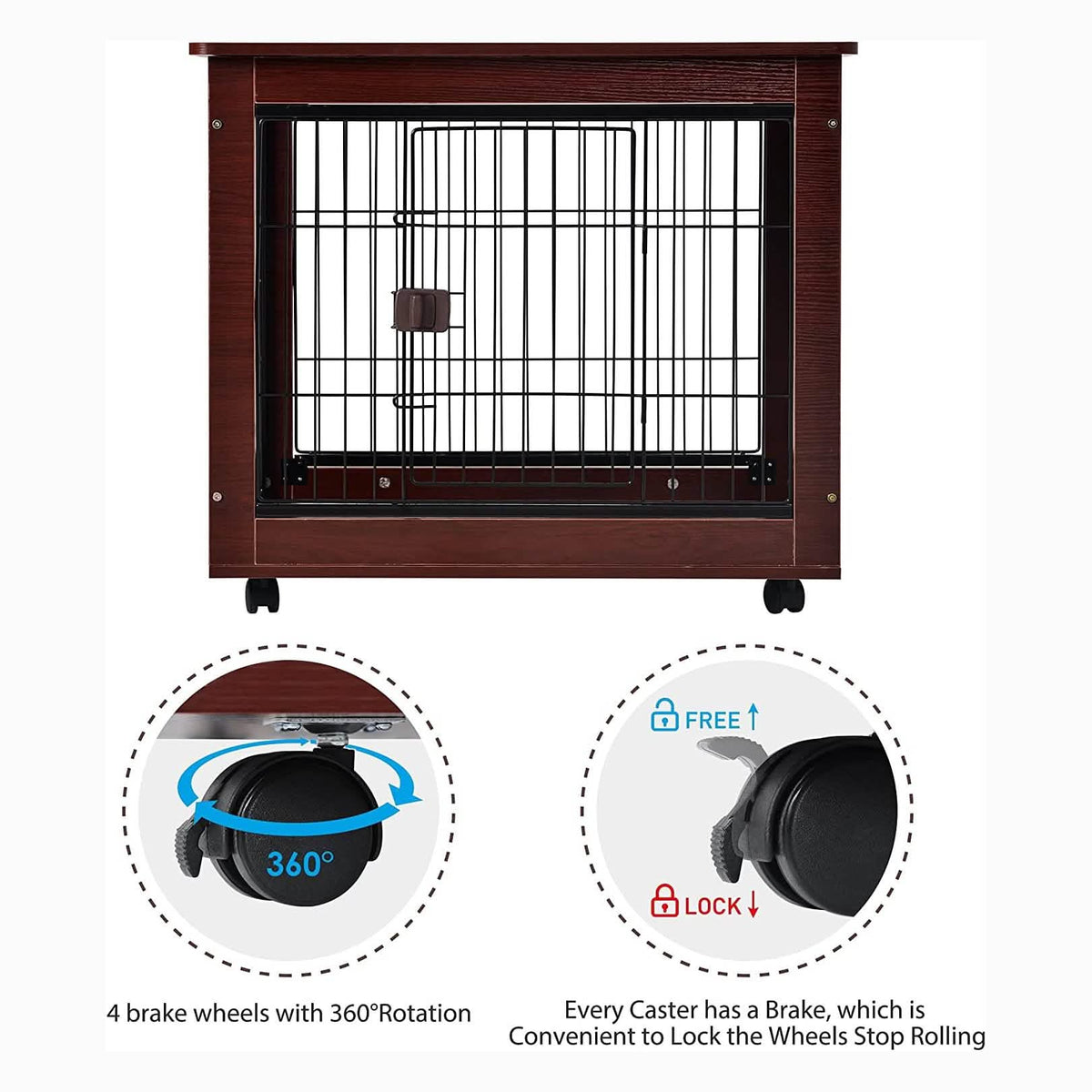 31-Inch Furniture Style Pet Dog Crate Cage with Wooden Structure