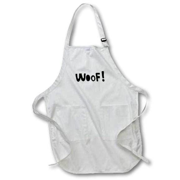 Apron - Black and White Woof Gift for Dog Lovers 3dRose - Rosette - Funny Animal Phrases
