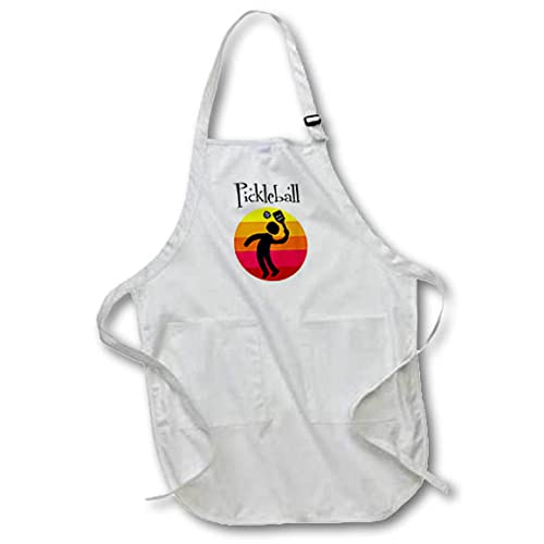 Apron - Funny Cute Pickleball Player Silhouette and Sunrise Sports Cartoon Sports and Hobbies