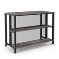 36 Inch 3-Tier Bar Table with Storage Metal Frame Adjustable Foot Pads for Dining Room-Gray