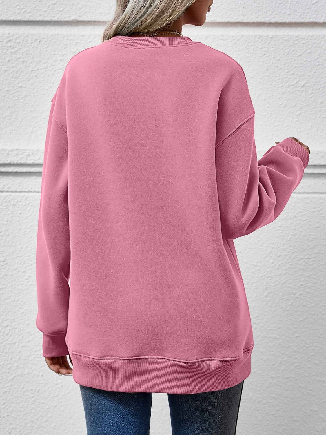 Round Neck Letter Graphic Long Sleeve Sweatshirt