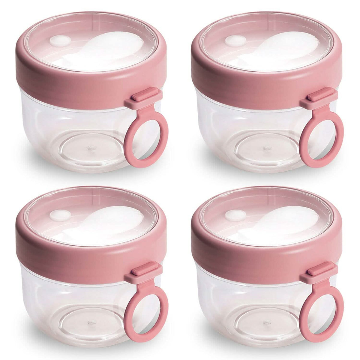4-Piece: 20 Oz Oat Containers with Lids and Folding Spoons