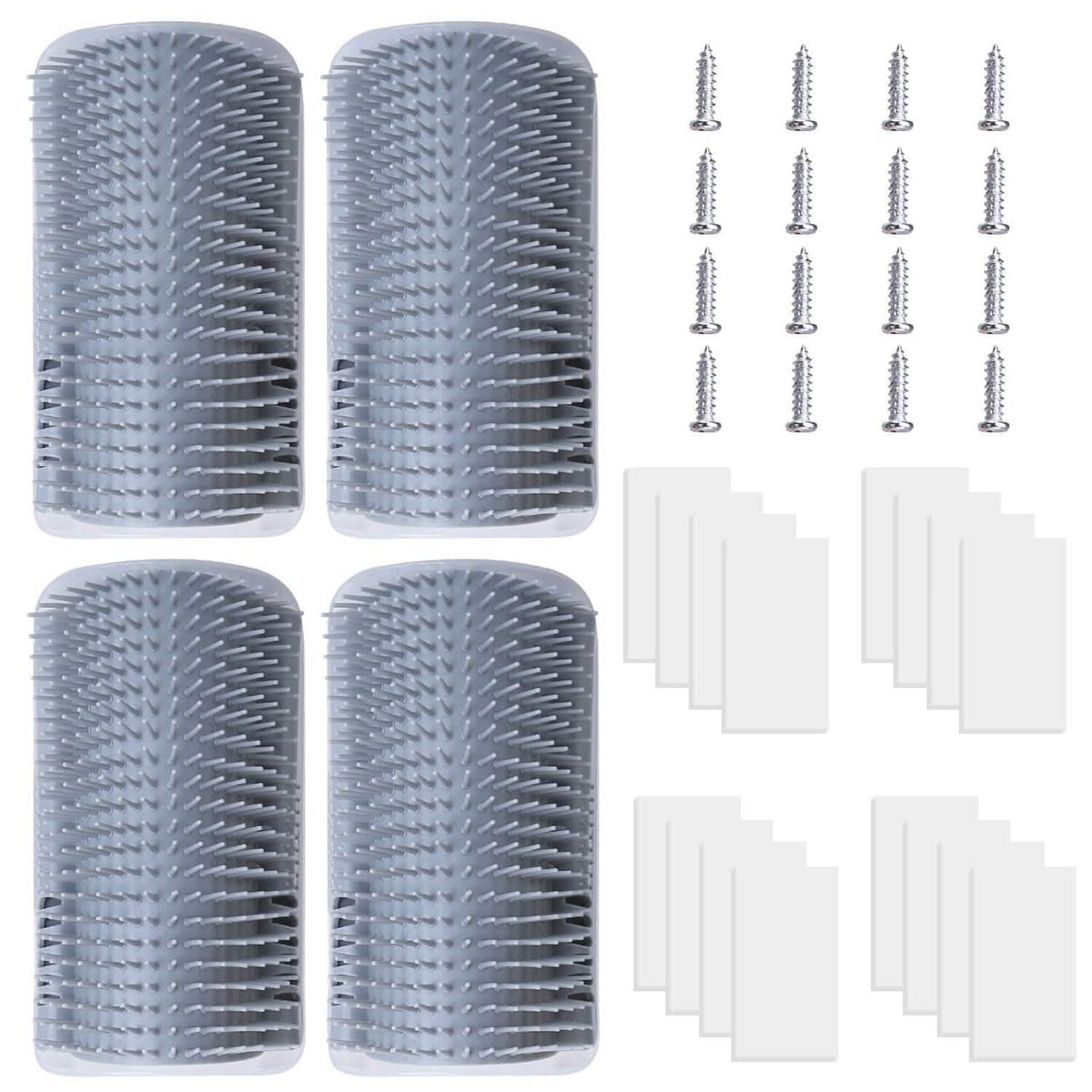 4-Pieces: Cat Self Groomer Soft Silicone Wall Corner Scratcher