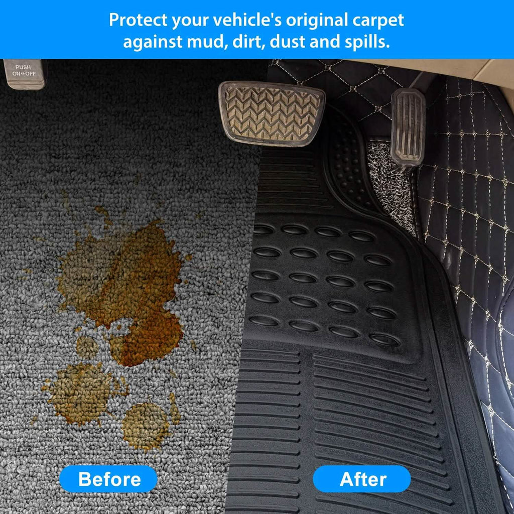 4-Pieces: Heavy Duty PVC Rubber Automotive Floor Mats with Trimmable Design