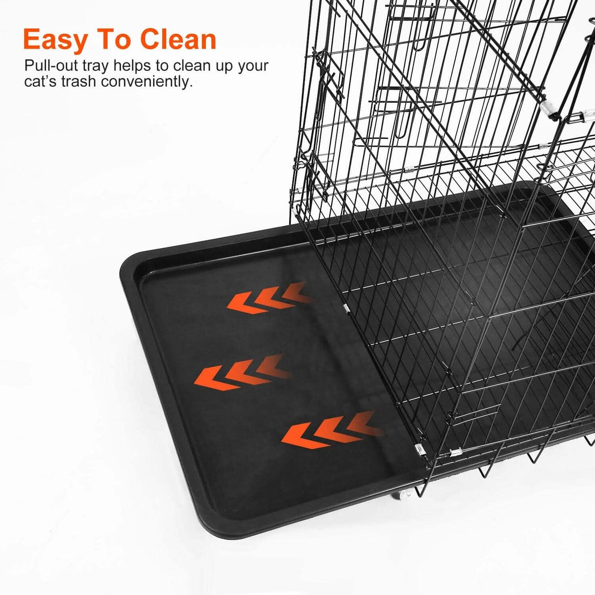 4-Tier Cat Cage with 360° Lockable Wheels, 3 Doors, 3 Ladders and 1 Hammock