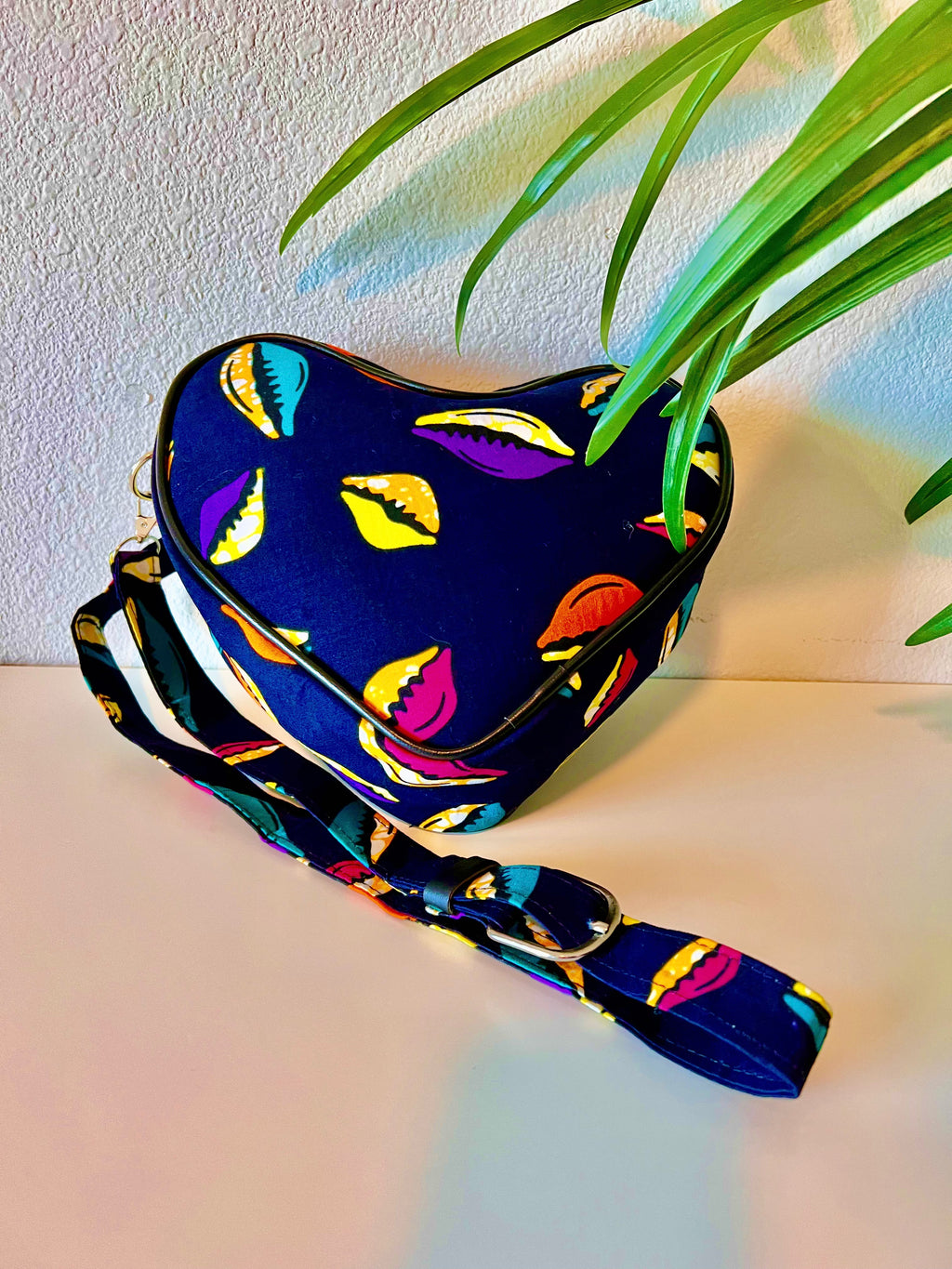Asya Kente Heart Shaped Crossbody Bag