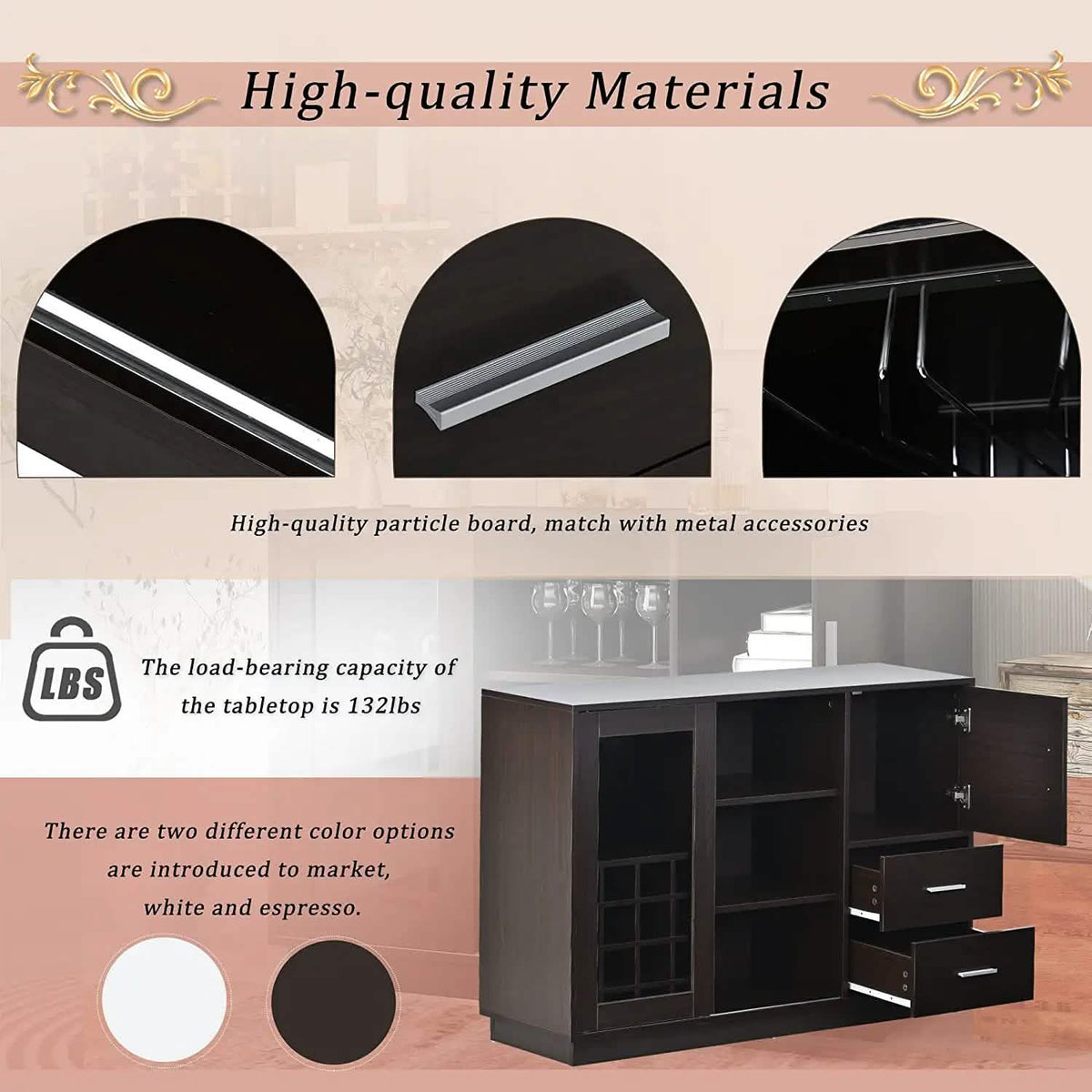 47" Console Dining Table Buffet Sideboard