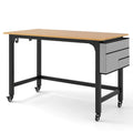 48 Inch Rolling Computer Desk with Heavy-duty Metal Frame for Home and Office-Natural