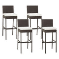 Set of 4 Patio Wicker Barstools with Seat Cushion and Footrest-Set of 4