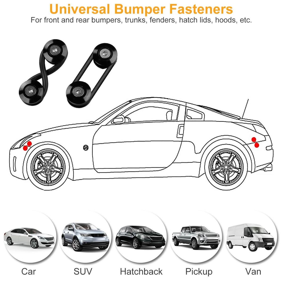 5-Set: Car Quick Release Bumper Fasteners