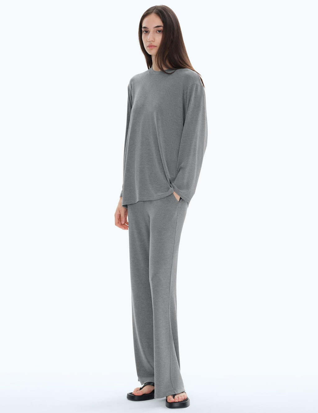 C202 Women's 2-Piece Lounge Set Crewneck Sweatsuit Lava Size L