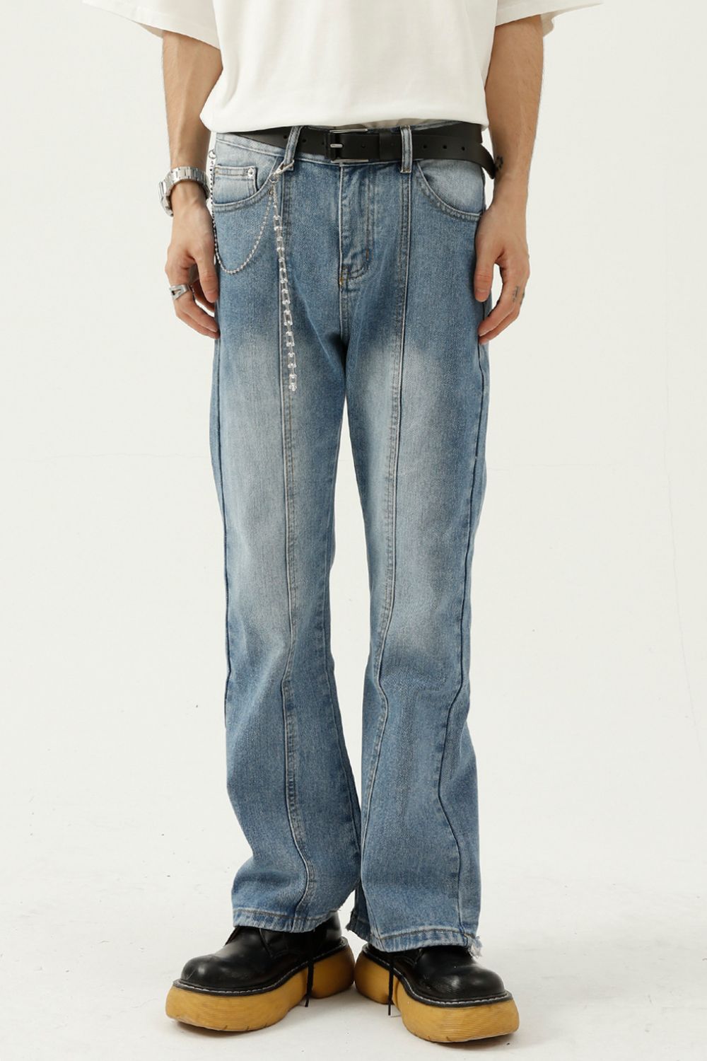 Raw Hem Jeans with Pockets